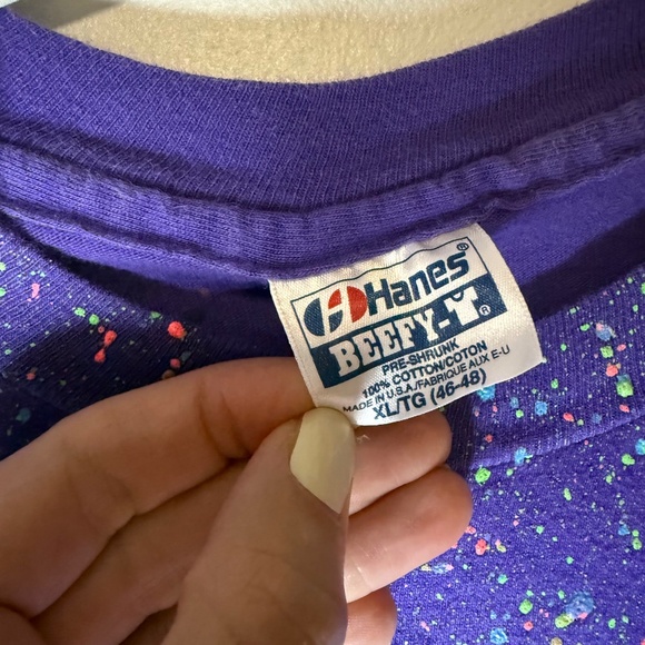 VINTAGE GECKO HAWAII T-SHIRT NEON SPLATTER STRIPE PAINT SINGLE STITCH 80s 90s - Picture 4 of 5